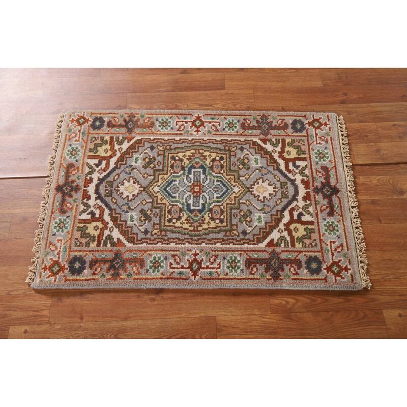 Geometric Heriz Serapi Oriental Area Rug Handmade Wool Carpet - 2'0"x 3'0"