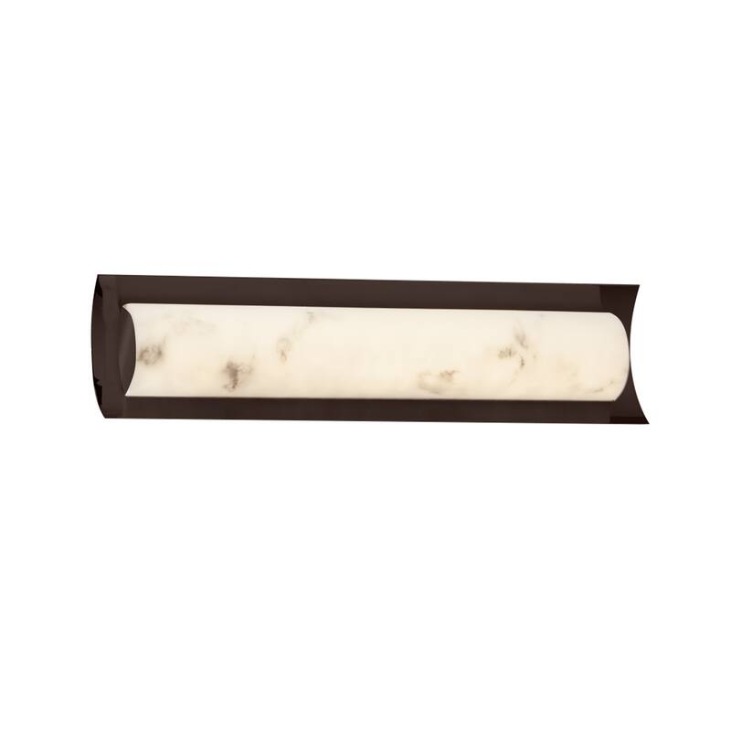 Justice Design LumenAria Lineate 22-inch Dark Bronze ADA LED Wall/ Bath Bar, Faux Alabaster Shade