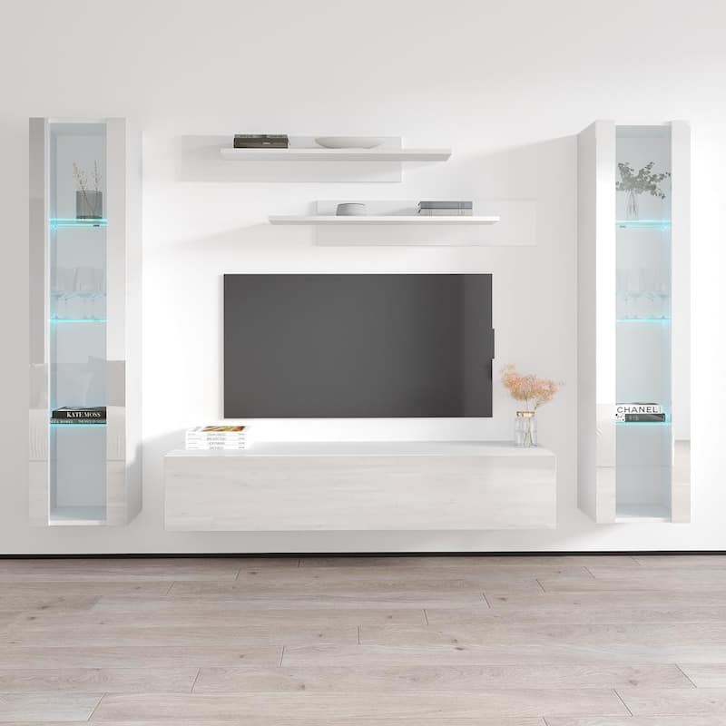 Fly AB2 30TV Wall-Mounted Floating Modern Entertainment Center - White