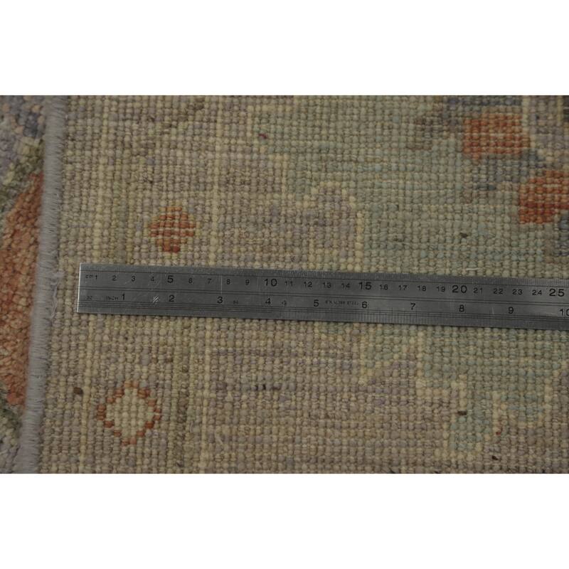 Vegetable Dye Wool Oushak Turkish Area Rug, Floral Geometric Carpet - 9' 9'' X 8' 0''