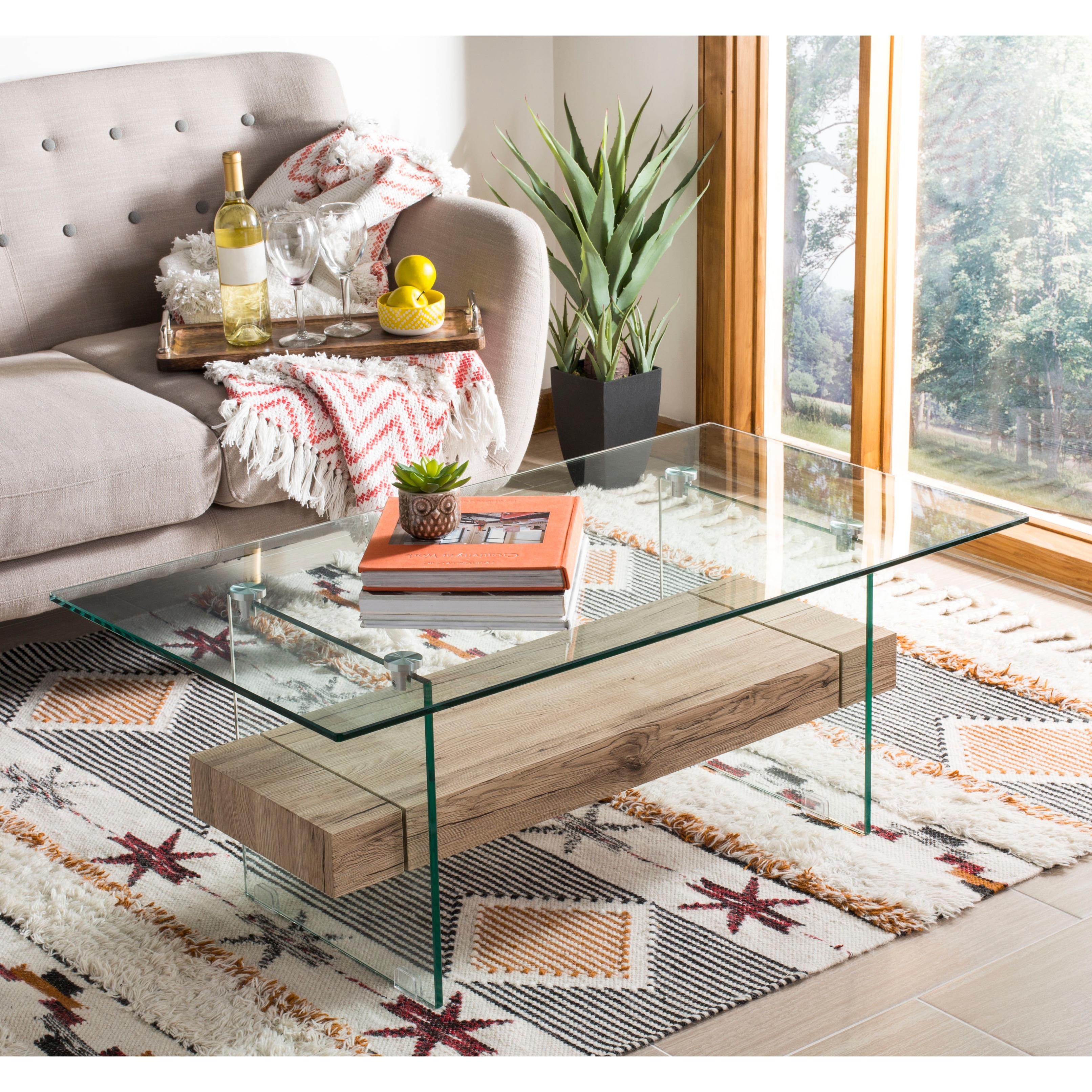SAFAVIEH Gennie Scandinavian Glass Coffee Table, 43.3-Inch - 43Wx24Dx17H