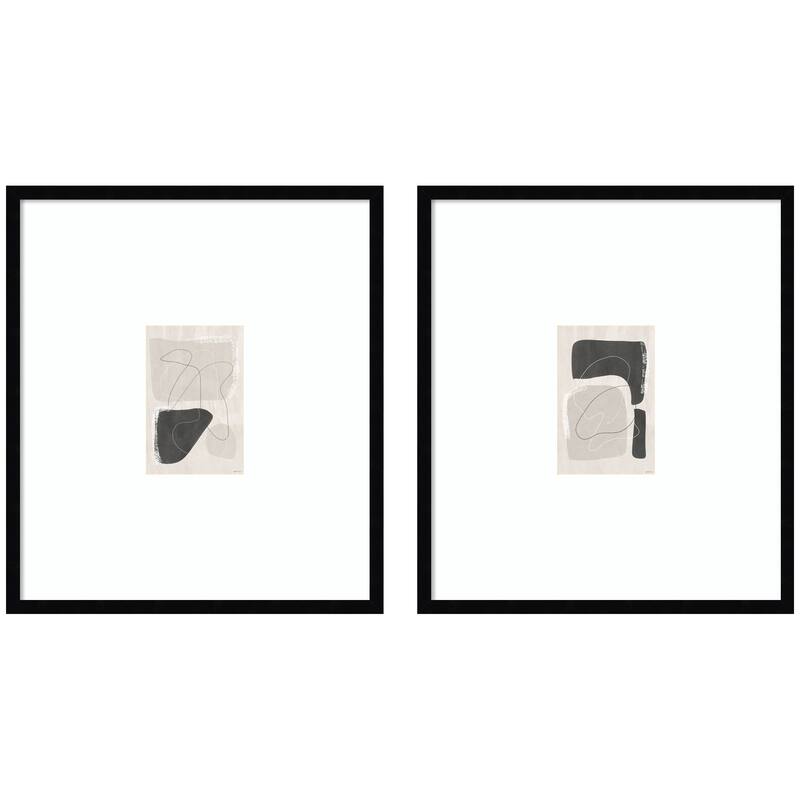 Kate and Laurel Abstract Shapes 01 & 02 2 Piece Framed Wall Art Print Set by Gabrielly Guedes - 2 Piece Set 22x25