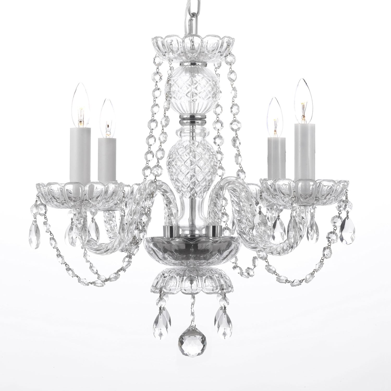 Swag Plug In Authentic All Crystal Chandelier Lighting H17 x W17 - Chandeliers For Bedrooms by Overstock.com