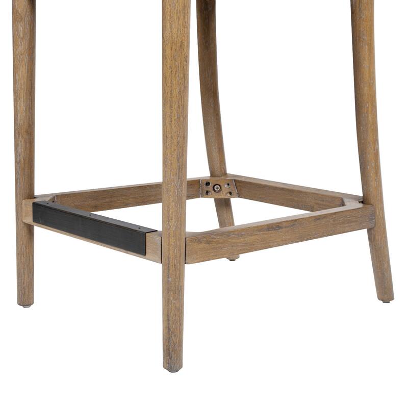 Arched Back Wood & Upholstered Counter Stool Set