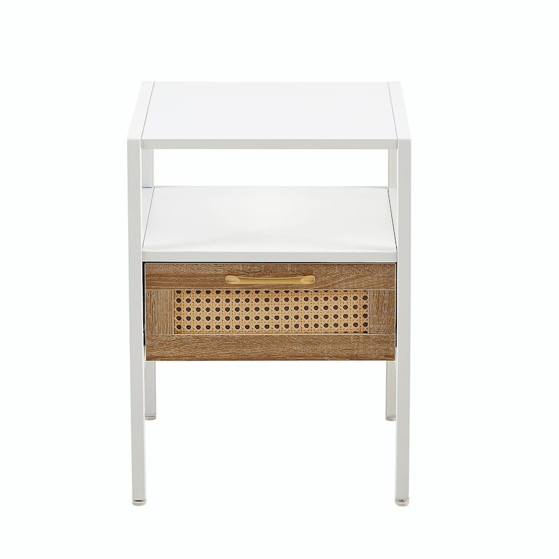 Rattan Woven Nightstand with Multi-functionality