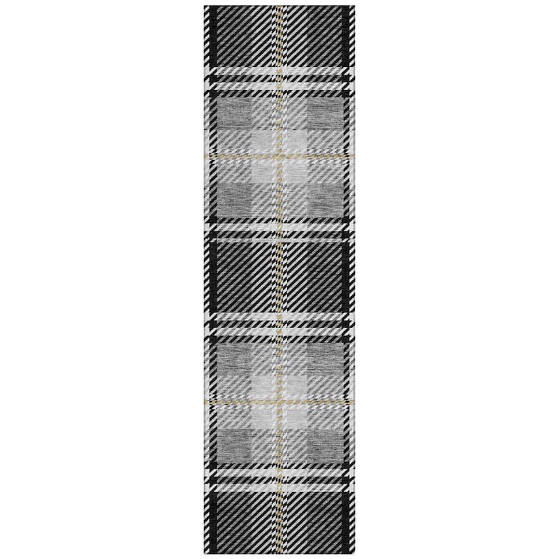 Machine Washable Indoor/ Outdoor Chantille Plaid Cozy Rug