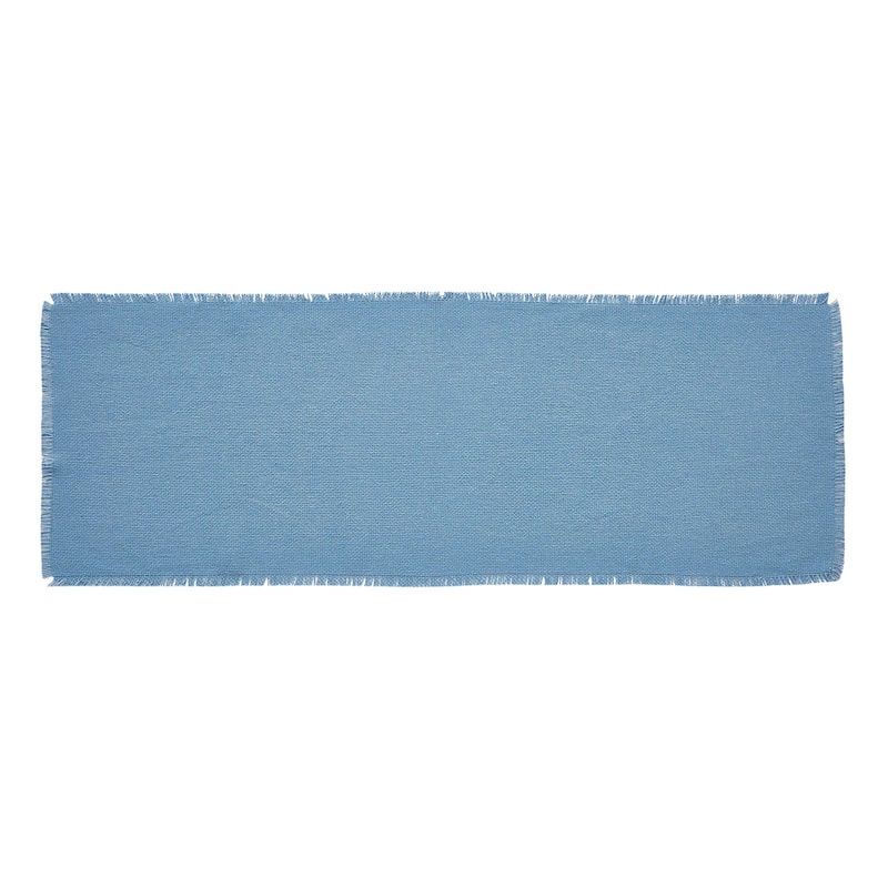 Burlap Blue Runner Fringed