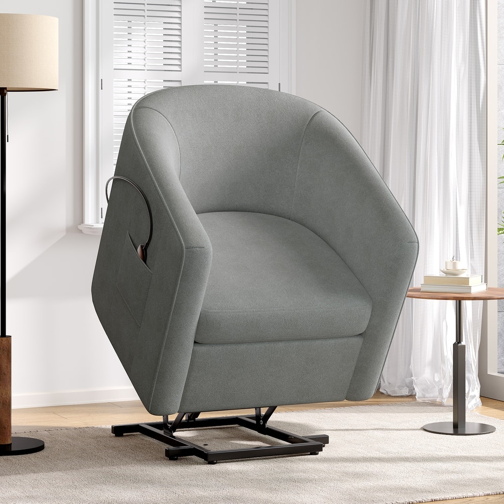 Christopher Knight Home - Evan American Upholstered Power Lift Recliner Chair with Barrel Shape Ergonomic Comfort