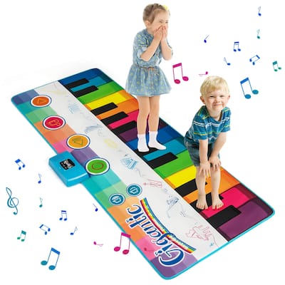 Costway 6 FT Floor Piano Mat Giant Piano Keyboard Dance Mat with 24 - Multi-color - See Details