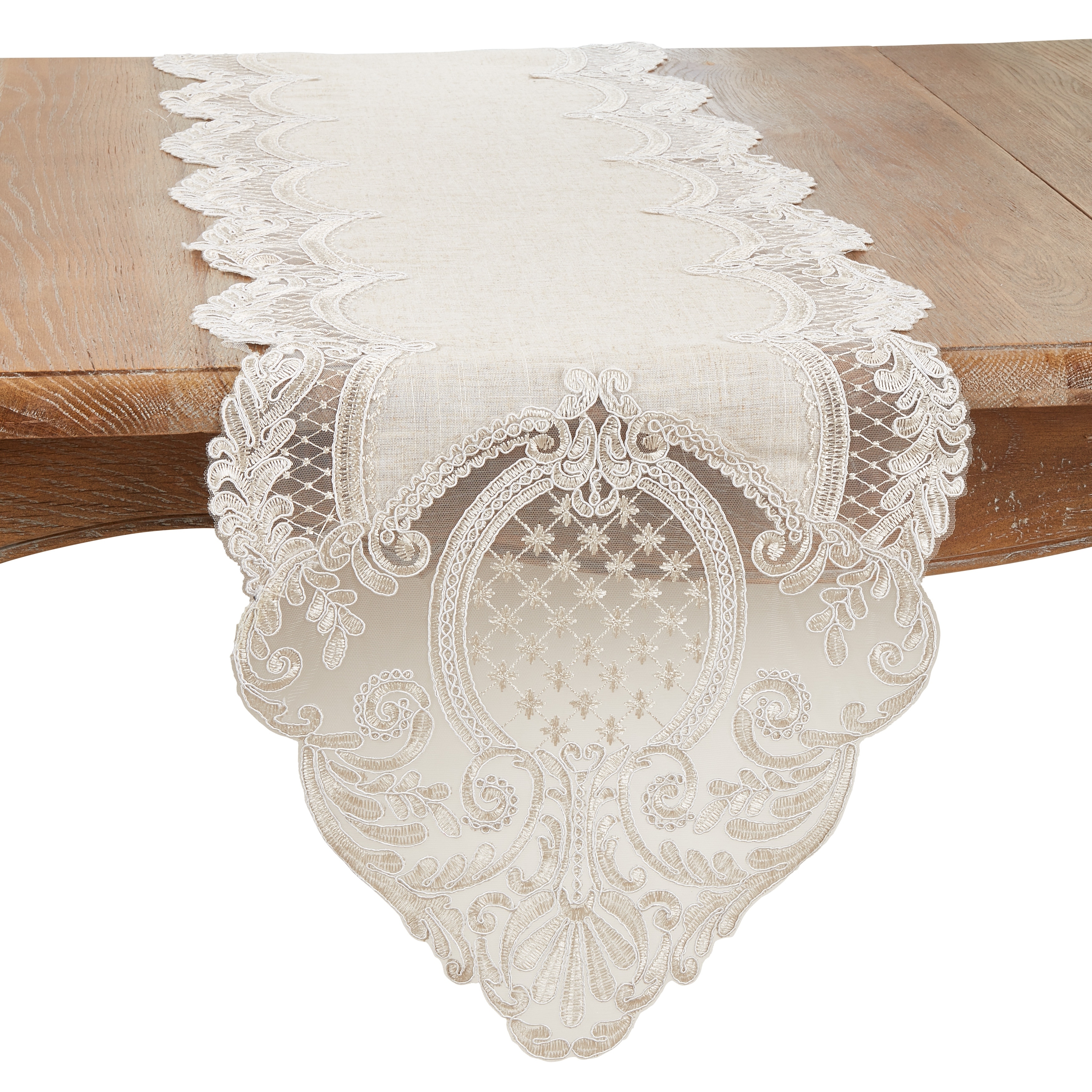Charming Embroidered Lace Table Runner