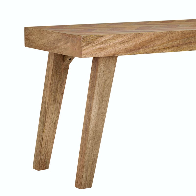 Natural Mango Wood Bench - Handcrafted Dining Seating - 48" L