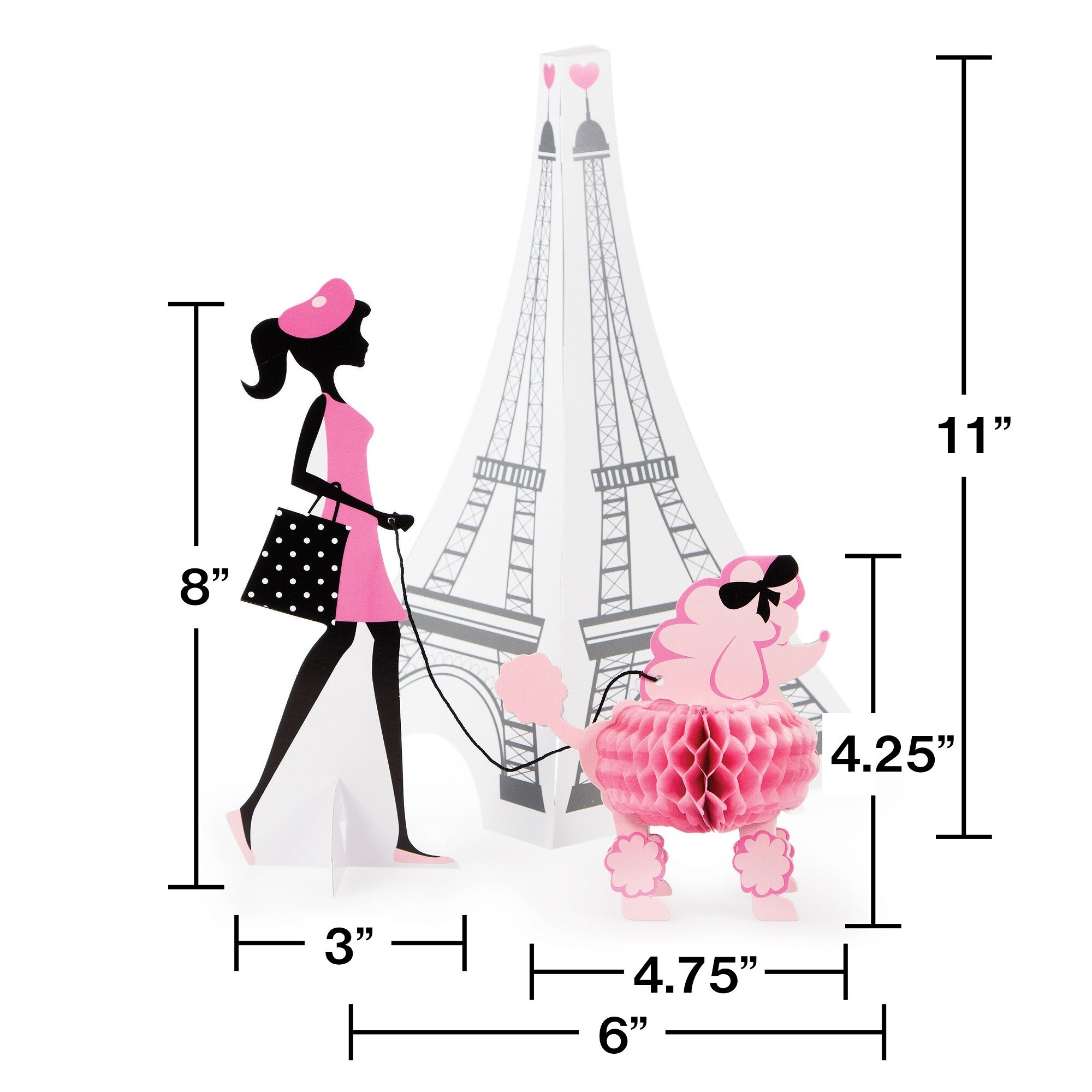 Shop Set Of 6 Black And Pink Paris Themed Centerpiece Party