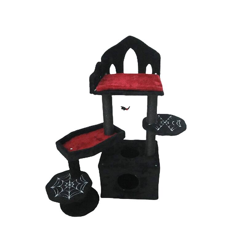 Triking Gothic Design Black Gothic Cat Tree,Easy Installation - Black