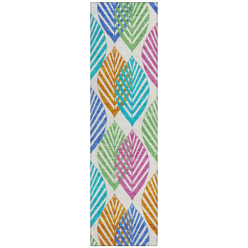 Machine Washable Indoor/ Outdoor Chantille Casual Palm Leaf Rug