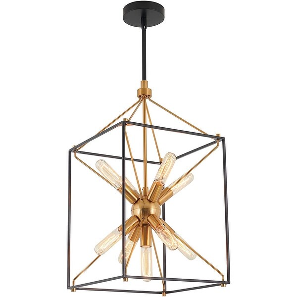 Artika Clyde Farmhouse 9-Light Black Frame Gold Chandelier. Opens flyout.