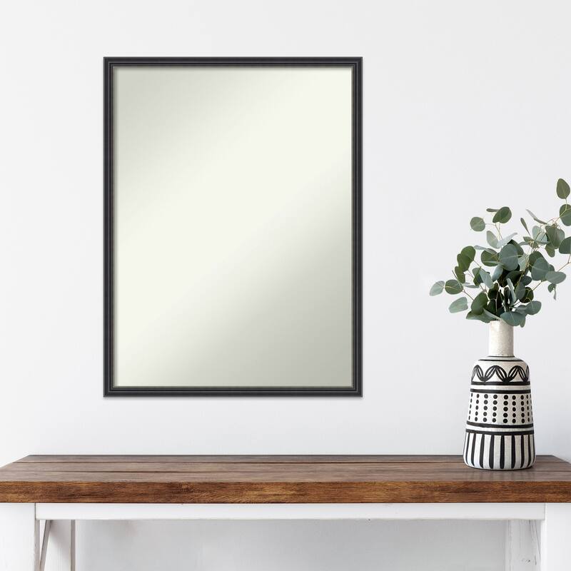 Stylish Black Narrow Non-Beveled Wood Framed Wall Mirror - Stylish Black Narrow