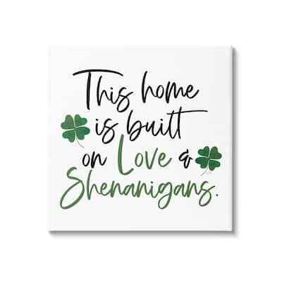 Stupell Love & Shenanigans Lucky Green Clover Calligraphy Quote Canvas Wall Art Design By Lux + Me Designs