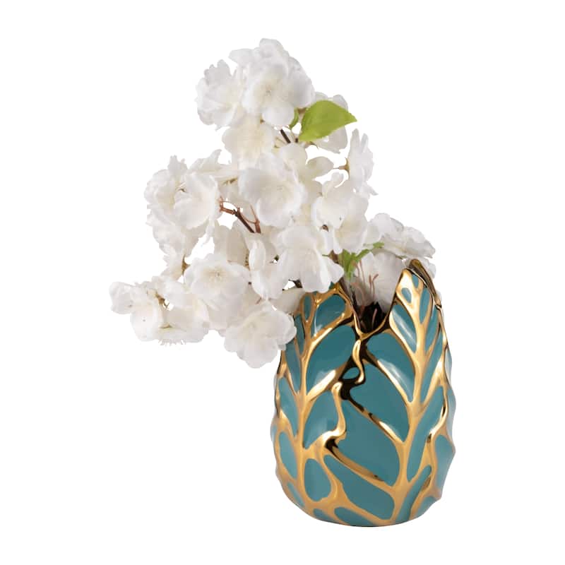 Sagebrook Home Leaf Ceramic Accent Vase