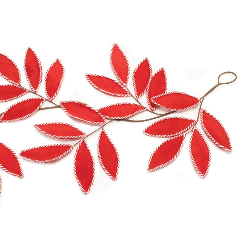 Striped Border Leaf Christmas Garlands - 4' - Set of 2