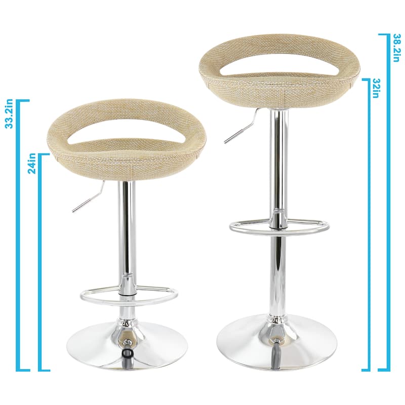 Rattan Barstool with Adjustable Base Set of 2