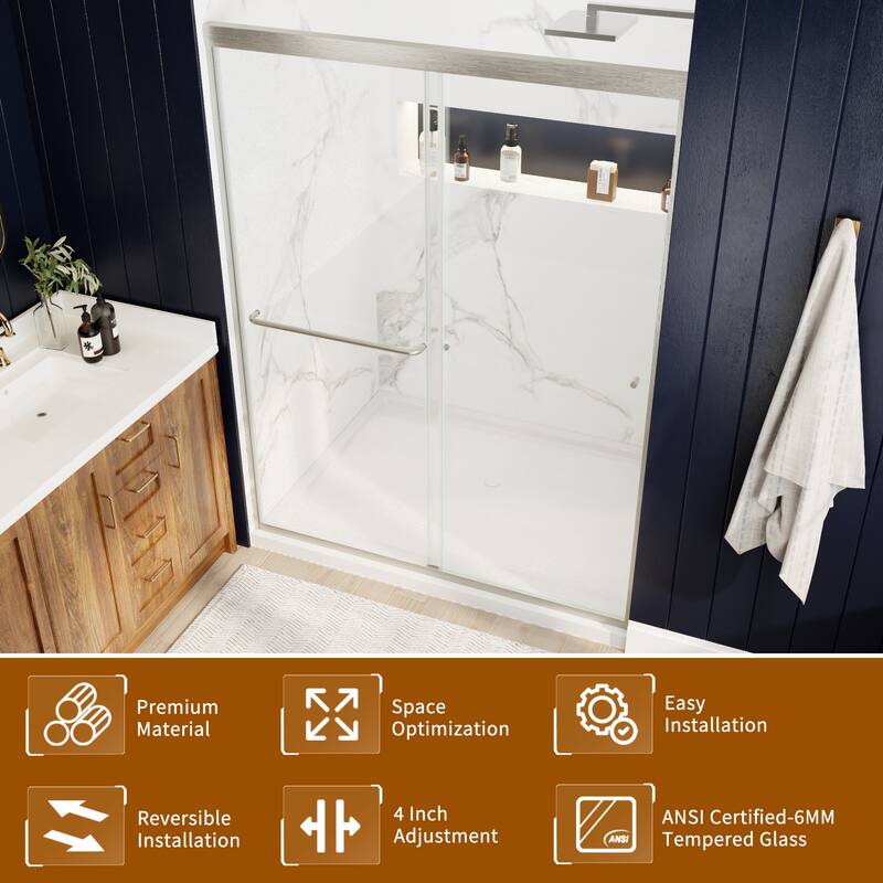 Modland 50-54''x 70'' Glass Shower Door - 50''-54''x 70''