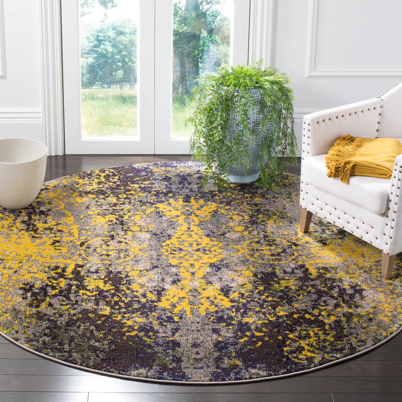 SAFAVIEH Monaco Aftina Abstract Grey Area Rug - 6'7" Round - Grey/Multi