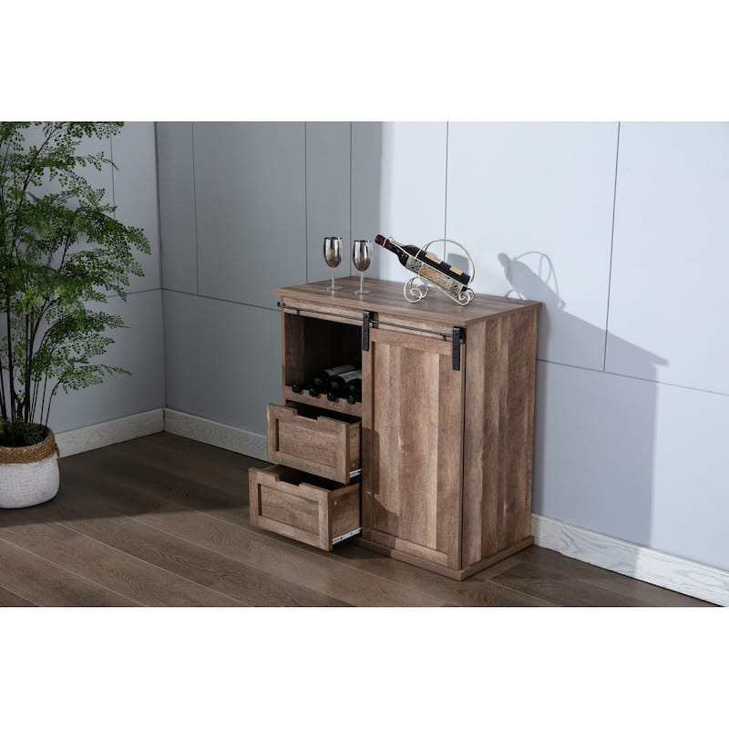 Carbon Loft Leguizamo Sliding Barn Door Wine Cabinet