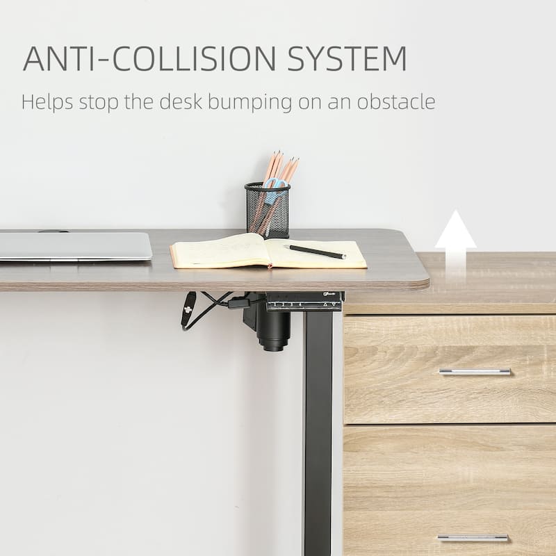 Vinsetto Electric Height Adjustable Standing Desk with 54" Desktop, 4 Memory Button Control and Anti-Collision System