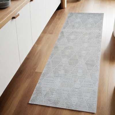 Bipu Distressed Geometric Stain Resistant Woven Durable Area Rug By HomeRoots - 2' X 8'