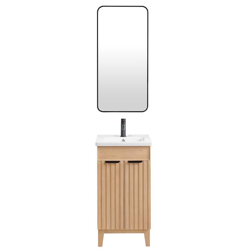 Palos Single Bath Vanity with Ceramic Basin Top and Mirror