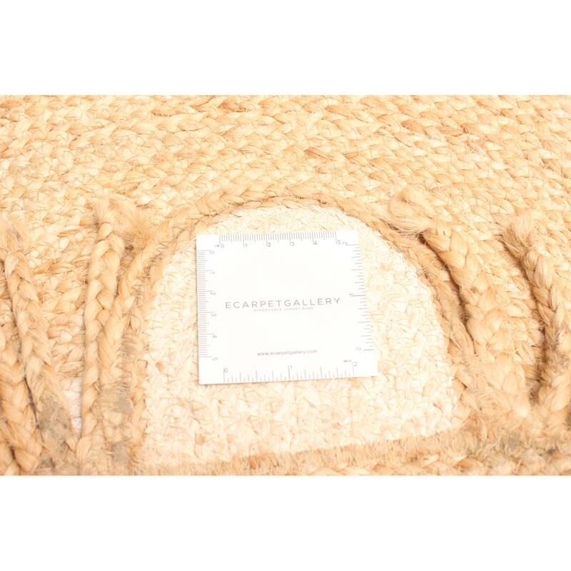 ECARPETGALLERY Braided Weave Palas Denizli Light Brown Jute Rug - 3'1 x 3'1