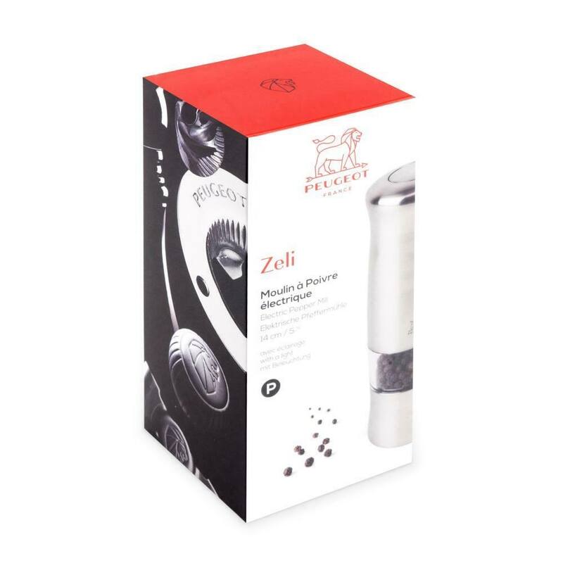 Peugeot Zeli Electric 5.9 Inch Pepper Mill, Brushed Chrome