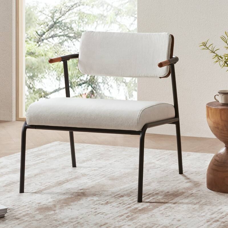 Cassie Upholstered Accent Chair with Metal Frame&Wood Back