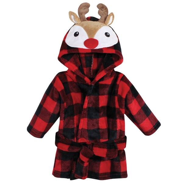 slide 1 of 1, Hudson Baby Unisex Baby Plush Animal Face Bathrobe, Rudolph, 0-9M - Rudolph - 0-9 Months 0-9 Months - Rudolph