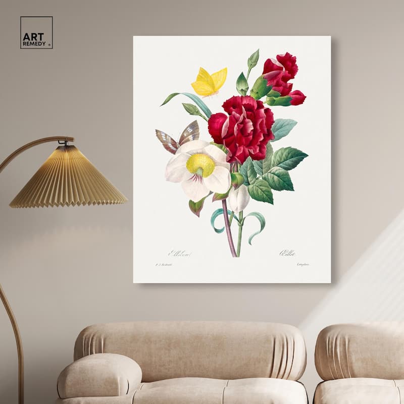 Winter Rose and Carnation Canvas by Art Remedy, Gallery Wrapped