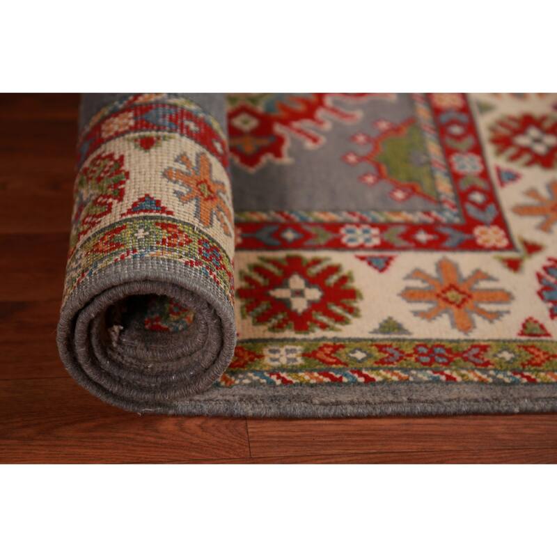 Gray Kazak Oriental Foyer Rug Handmade Wool Carpet - 2'9"x 4'1"