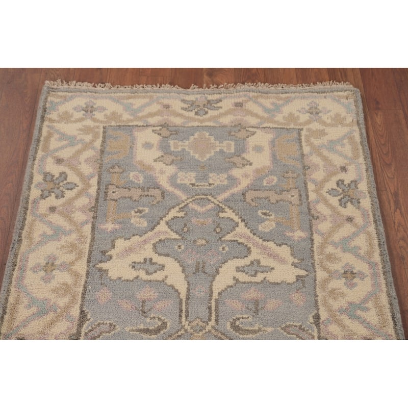 Transitional Oushak Runner Rug Hand-Knotted Wool Carpet - 2'7"x 7'10"