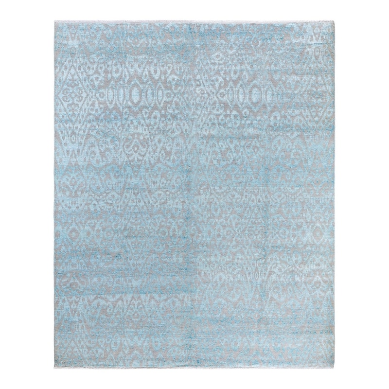 Ikat One-of-a-Kind Handmade Area Rug, Blue - 8' 3" x 10' 2"