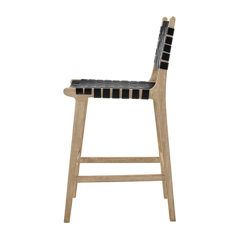 NPD Furniture Marco Faux Leather Counter Stool Drift Wood Frame