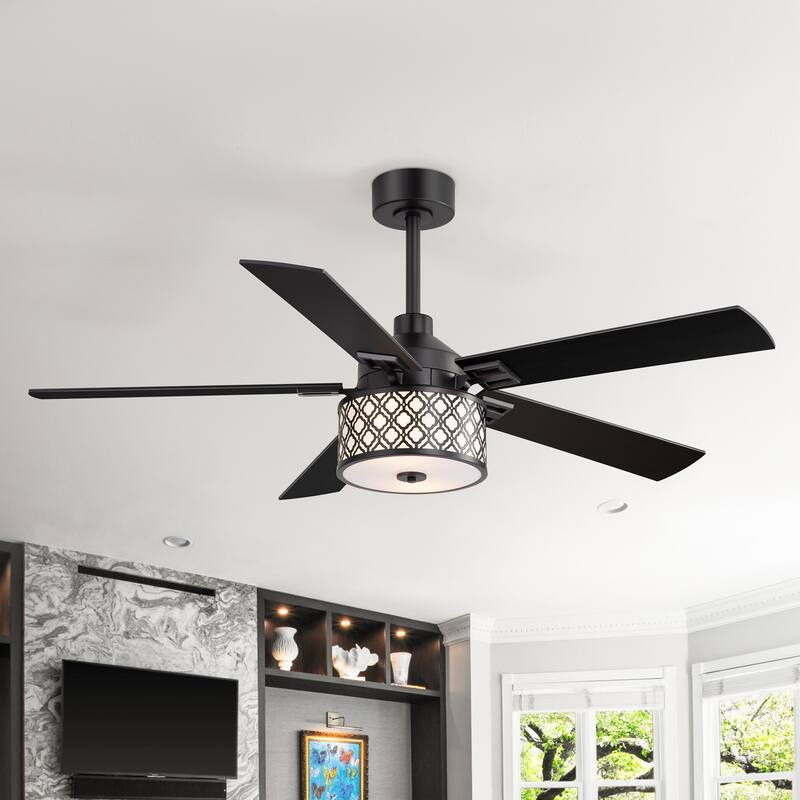 52" Reversible 5-Blade Caged Ceiling Fan with Light and Remote