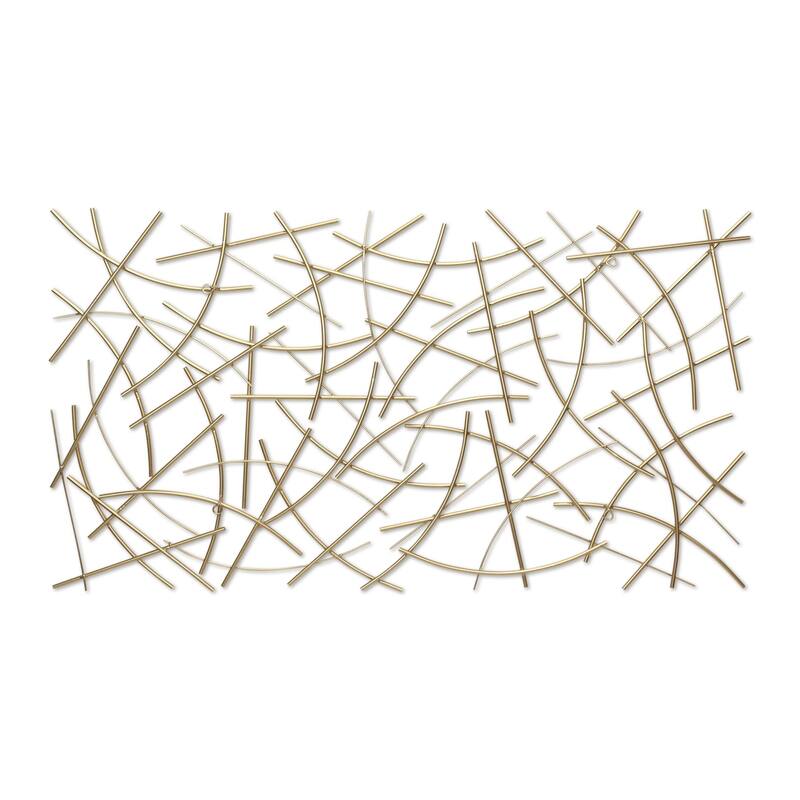 HomeRoots 24" X 44" Gold Abstract Lines Metal Hanging Dimensional Sculpture