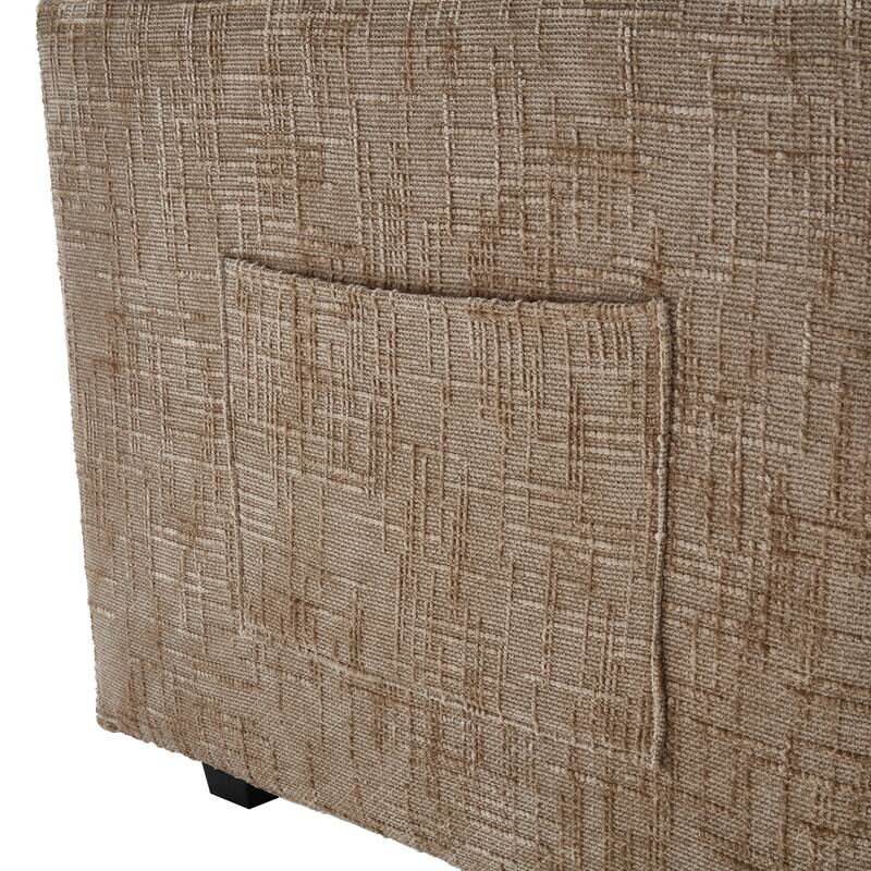 Chenille Fabric Loveseat Sofa Couch with 2 Ottomans and Side Pockets