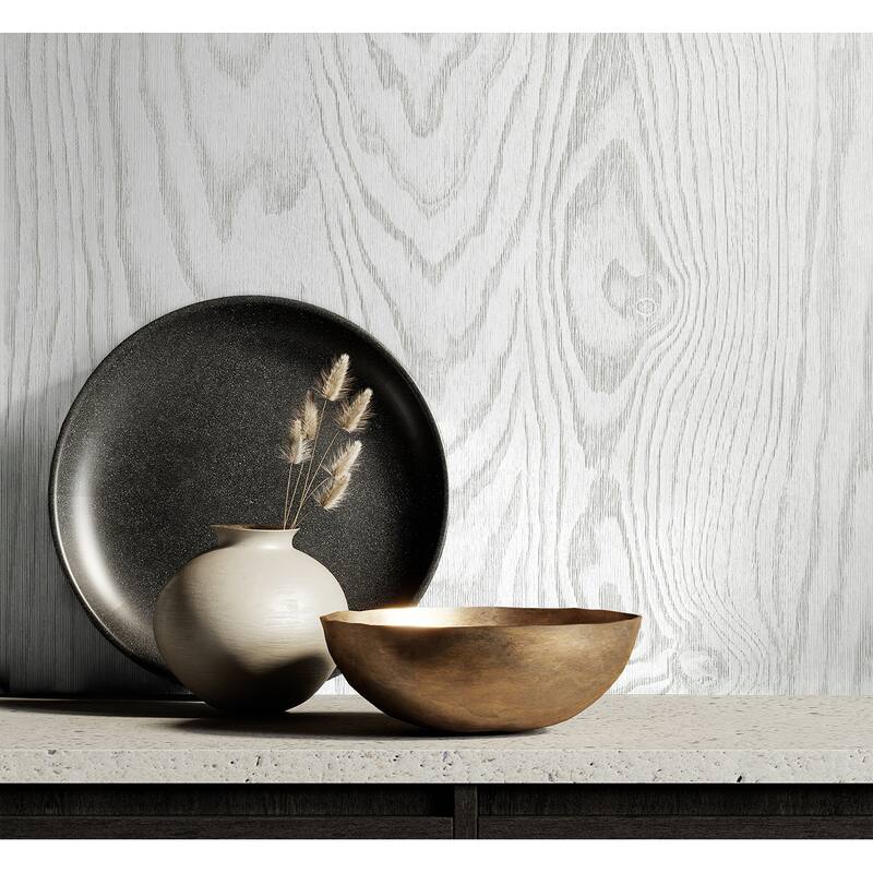 Seabrook Designs Kyoto Faux Woodgrain Stringcloth Unpasted Wallpaper