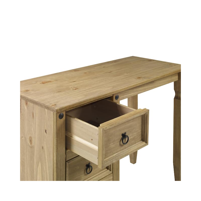 Asian Fusion Vanity/Desk - Solid Pine Wood - 36" x 18" - Brown - - Easy Assembly