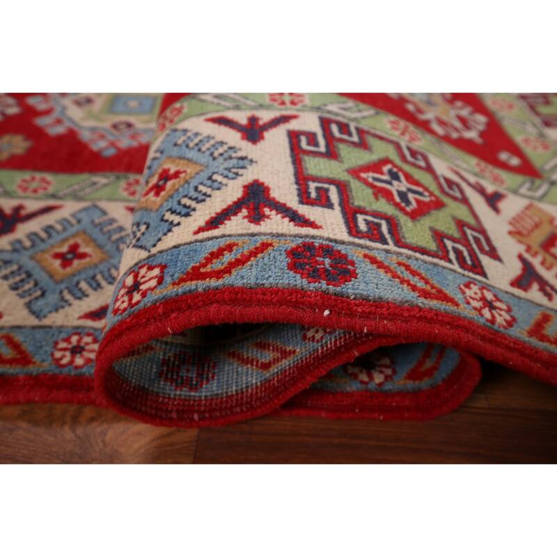 Traditional Red Kazak Area Rug Hand-Knotted Wool Carpet - 5'0" x 6'9"