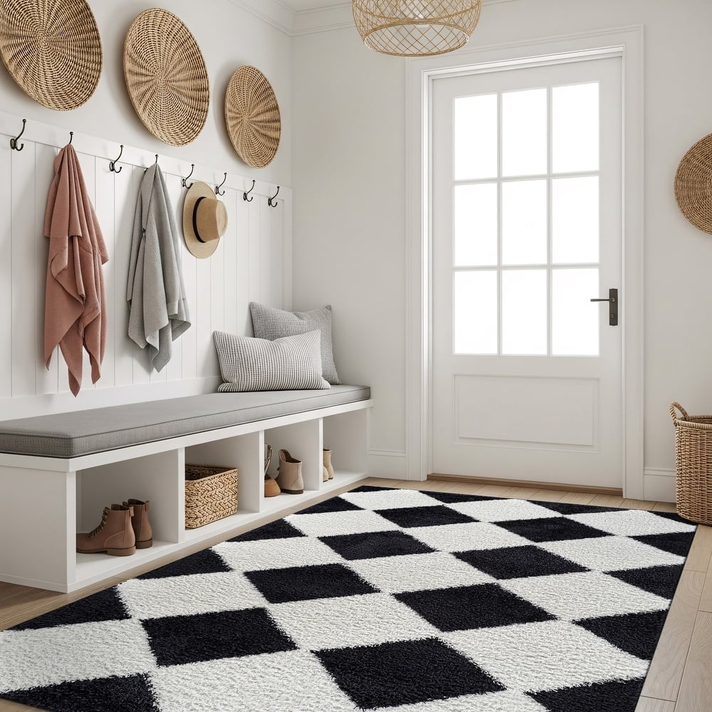 World Rug Gallery Diamond Wave Shag Area Rug