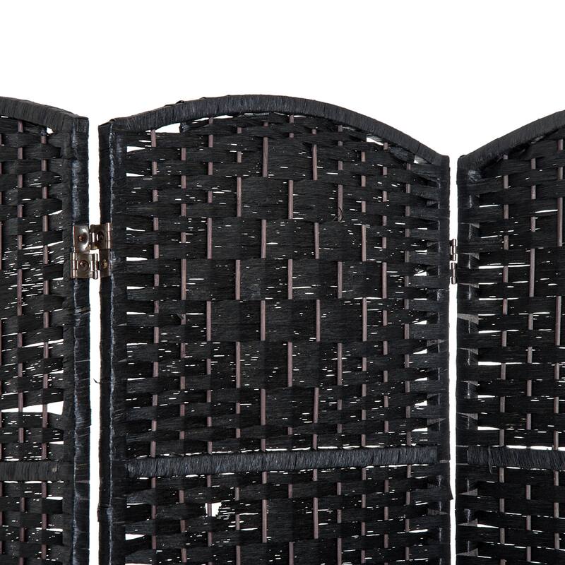 6' Tall Wicker Weave 3 Panel Room Divider Privacy Screen - Black