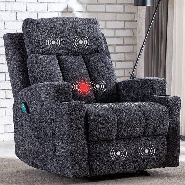 Massage Recliner Chair with Heat and Vibration Manual Sofa - Smoke Grey