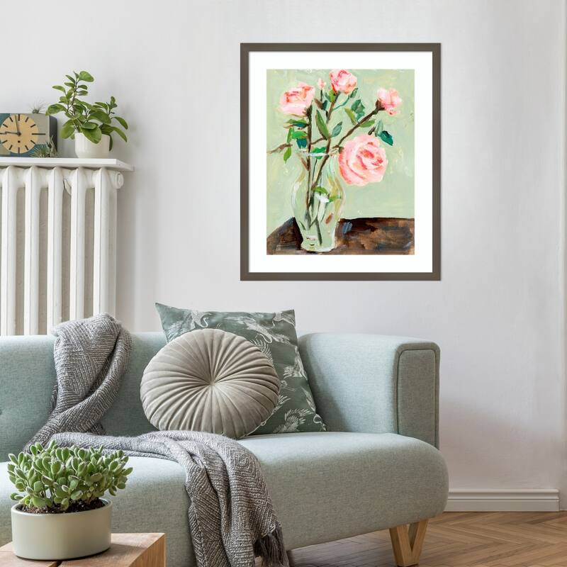 Tender Still Floral No. 2 by Melissa Wang Wood Framed Wall Art Print - Svelte Clay Grey