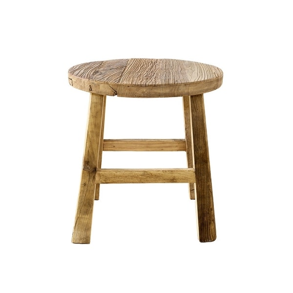 El Paso Import Handmade Reclaimed Elm Round Side Table, Wooden Finish - 22"L x 22"W x 23"H. Opens flyout.